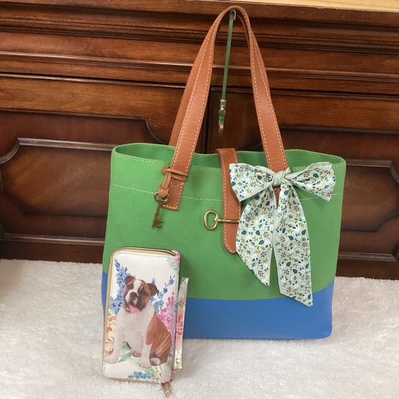 Fossil Colorblock Tote with Wallet - Picture 1 of 14